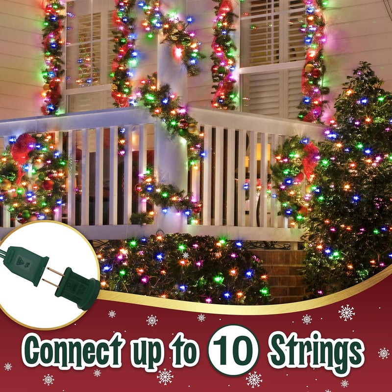 stargo Warm Multi Color Christmas Tree Lights - 9 ft String of 50 Incandescent Mini Bulbs Multifunctional Lighting Modes, for Decorative, Bedroom, Outdoor, Xmas Twinkle Lights with Green Wire Total 10.4 ft - Image 4